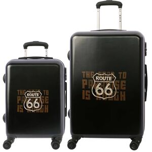 Route 66 , Sets de Bagages (Pack 2) Valise Cabine 55x40x20 et Valise Moyenne 66x44x24 Légères et Durables Ensemble de 2 Valises de Voyage (Noir) - Publicité