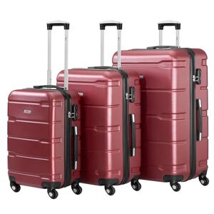 Zelsius Set de valises   Valise rigide en ABS avec serrure à combinaison, 4 roulettes et cloison intérieure   Valise à main, valise rigide Lot de 4 pièces Trolley, grande valise, rouge, 3 pièces - Publicité