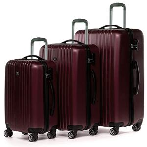 FERGÉ Set 3 valises rigides Extensible à roulettes Toulouse   Lot de 3 Trolley Voyage   Ensemble de Bagages Rouge - Publicité