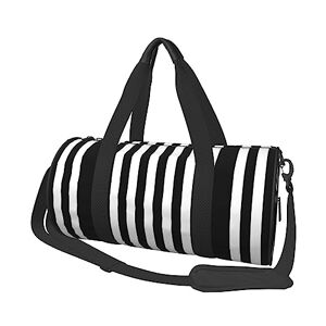 IguaTu Sac de voyage rond, sac de sport pliable, grande capacité, imprimé poulet et coq, convient pour homme et femme, Noir/blanc/rayures, Taille unique - Publicité