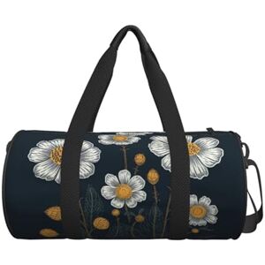 VACSAX Sac de voyage avec trois fleurs blanches Sac de voyage mignon Grand sac de nuit Sac de sport pour voyage d'affaires, Noir , Taille unique - Publicité