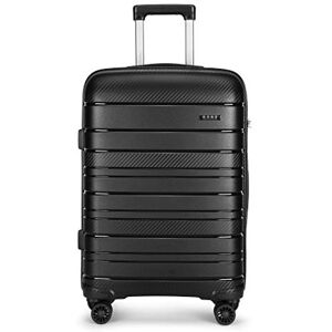 Kono Valise Trolley Moyenne 65cm Valise de Transport Rigide en Polypropylène Ultra Léger à 4 roulettes avec Serrure TSA Intégré 66L (Noir) - Publicité