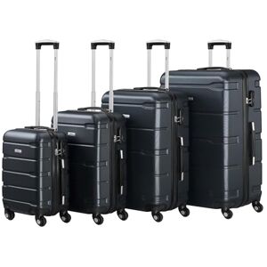 Zelsius Set de valises   Valise rigide en ABS avec serrure à combinaison, 4 roulettes et cloison intérieure   Valise à main, valise rigide Lot de 4 pièces Trolley, grande valise, anthracite, 4 - Publicité