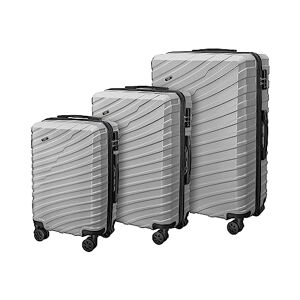 T24 Lot de 3 valises haut de gamme, argenté, Étui rigide - Publicité