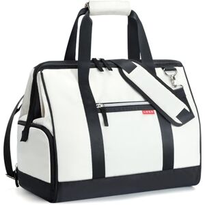 Lekesky Sac de Voyage Style Boho Weekender Femme, Sac de Sport avec Compartiment à Chaussures, Grande Ouverture, 33L pour Les Voyages Courts, Avion, hôpital, Plage (Noir-Blanc) - Publicité