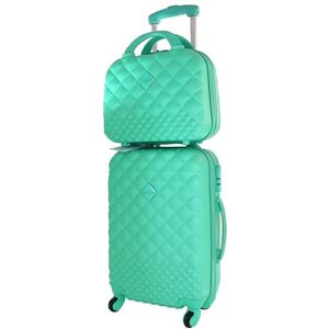 Camomilla Set de Bagages, Set de Valises, Trolley de Voyage (40 lt.) + Vanity Case (10 lt.), Matériel Rigide, Roues Pivotantes, Coleur Vert Azur - Publicité