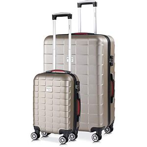 monzana Set de 2 valises rigides Exopack Champagne M/XL 4 Roues 360° Poignée télescopique TSA Plastique ABS Malle Voyage Bagages - Publicité