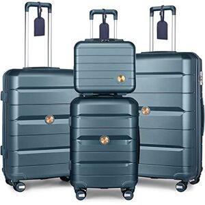 Sea choice Set de Bagages Rigide Ensemble de Bagages Trolley Voyage Léger M-L-XL Con Vanity Lot de 4 Valises Polypropylène Résistant Set 4pcs Con 4 Doubles Roues Serrure TSA YKK Zipper,Bleu Sarcelle - Publicité