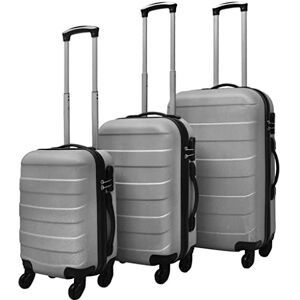 vidaXL Jeu de Valises Rigides 3 Pièces Ensemble Coffres Bagages Valises de Voyage Trolley Roulette Sac de Voyage Rangement Vacances Argenté 45,5/55/66 cm - Publicité