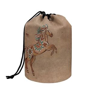 Howilath Trousse de toilette portable avec cordon de serrage, motif cheval, fleur, marron, grande capacité, pour femme, Imprimé floral cheval, Organiseur de sac - Publicité
