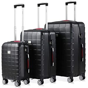 Monzana Set de 3 valises rigides Noir 4 Roues 360° Bagage 2 poignées de Transport Plastique ABS Serrure Cadenas à Combinaison Malle Voyage léger Vacances - Publicité