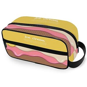 HMZXZ Trousse de toilette portable à la vanille et à la fraise, crème glacée, chocolat, trousse de toilette de voyage, trousse de maquillage, sac de rangement pour femmes, hommes, garçons et filles, - Publicité