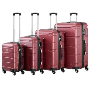 Zelsius Set de valises   Valise rigide en ABS avec serrure à combinaison, 4 roulettes et cloison intérieure   Valise à main, valise rigide Lot de 4 pièces Trolley, grande valise, rouge, 4 pièces - Publicité