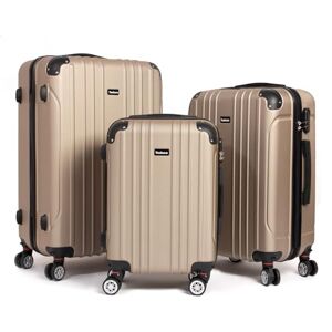 Todeco Set de 3 Valises de Voyage Rigide (55/68/78cm), Rigide e Légère ABS Valise de Voyage à roulettes Valises, 4 Doubles Roues, Champagne - Publicité