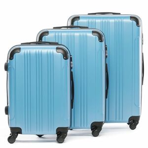 FERGÉ Set de 3 valises rigides à 4 roulettes QUÉBEC   Lot de 3 Trolley Voyage   Ensemble de Bagages Bleu - Publicité