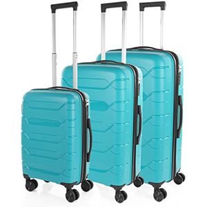 ITACA Set de Valises Rigides 4 roulettes Valise Grande Taille, Valise soute Avion, Bagages pour Voyages, Lot de Valises à Roulette. Fabriquées en PP matériau résistant , Turquoise - Publicité