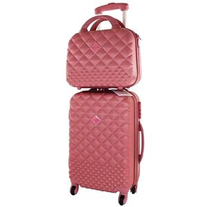 Camomilla Set de Bagages, Set de Valises, Trolley de Voyage (40 lt.) + Vanity Case (10 lt.), Matériel Rigide, Roues Pivotantes, Coleur Onion Rose - Publicité