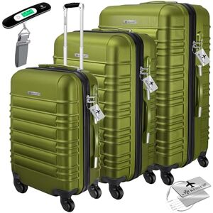 KESSER® Set de 3 valises à Coque Dure, Set de valises de Voyage, Trolley Valise, INCL. Balance de Valise + étiquette de Bagage, Valise à roulettes, Serrure, 4 roulettes, Poignée télescopique M-L-XL - Publicité