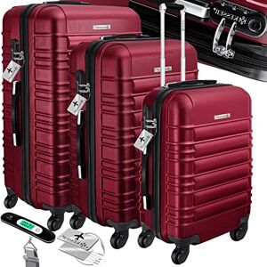 KESSER® Set de 3 valises à Coque Dure, Set de valises de Voyage, Trolley Valise, INCL. Balance de Valise + étiquette de Bagage, Valise à roulettes, Serrure, 4 roulettes, Poignée télescopique M-L-XL - Publicité