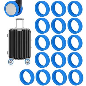 DMNQ 16 Pièces Protection Roue Valise,Couvre-Roues de Valise,Housse de Roue de Bagage en Silicone Convient Aux roulettes à Bagages pour Les Voyages de Courte ou Longue Distance(Bleu) - Publicité