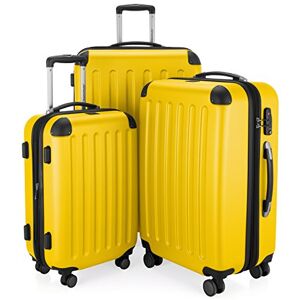 HAUPTSTADTKOFFER Spree Set de 3 valises, Bagages rigides, ABS, TSA, extensible, extra léger, 4 roues, (S M & L), Jaune - Publicité