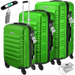 KESSER® Set de 3 valises à Coque Dure, Set de valises de Voyage, Trolley Valise, INCL. Balance de Valise + étiquette de Bagage, Valise à roulettes, Serrure, 4 roulettes, Poignée télescopique M-L-XL - Publicité