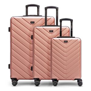 REDOLZ Essentials 07 Set de 3 valises à Coque Dure   Trolleys de Voyage légers matériau ABS de Haute qualité   Femme/Homme 4 Doubles roulettes & Serrure TSA - Publicité