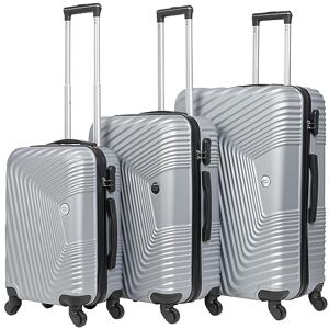 VERTICAL STUDIO Lot de 3 valises de voyage 20" 24" 28" avec chiffres et cadenas en plastique (ABS) 4 roulettes, Argent Fredrikstad, Valise bagage à main - Publicité