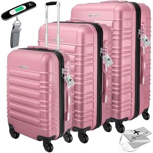 KESSER® Set de 3 valises à Coque Dure, Set de valises de Voyage, Trolley Valise, INCL. Balance de Valise + étiquette de Bagage, Valise à roulettes, Serrure, 4 roulettes, Poignée télescopique M-L-XL - Publicité