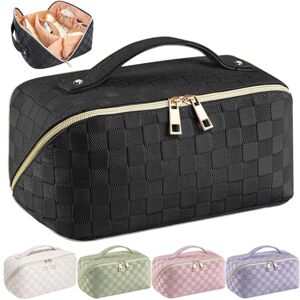 Bestash Trousse de Toilette Femme Grande Capacité,Portable Trousse de Maquillage Femme Voyage,ÉTanche Trousse à Maquillage Rangement Toilette avec PoignéE et SéParateur (Noir éLégant) - Publicité