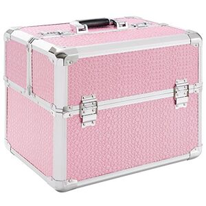 Arebos Pro Aluminium Cosmétique 2 Couches Coffert Valise Beauté Case Neuf   Rose - Publicité