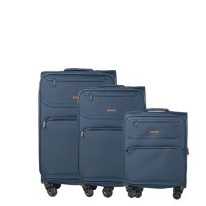 Lot de 3 valises en toile 55cm , 69cm et 76cm Menton Bemon Bleu - Publicité