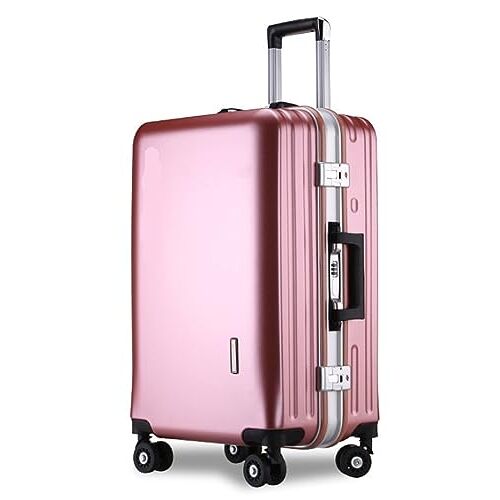 BIRJXVTO Handbagage koffer bagage koffers aluminium frame USB oplaadbare bagage harde schaal koffers met wielen handbagage koffers handbagage bagage, Roze, 24inch