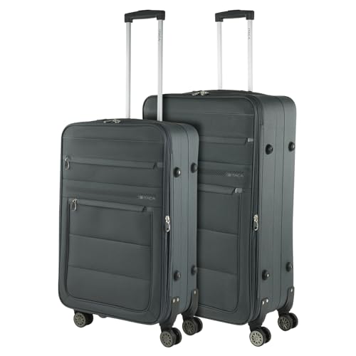 ITACA EVA Koffer Set Soft Koffers Set Stevige Kofferset 3 Stuks Suitcase Set. Set van 3 Trolley Koffers (Handbagage Koffer, Middelgrote Koffer en Grote Koffer). Trolleys Kofferset D, Antraciet