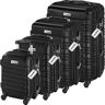 tectake Kofferset Mila 4-delig met bagageweger en bagagelabels - zwart