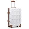 Kono Carry On Cabine Bagage Lichtgewicht ABS Hard Shell Reiskoffer Trolley met TSA-slot en 4 Spinner Wielen, Wit, 24", onbezorgd