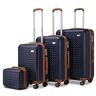 Kono Harde koffer reiskoffer 100% ABS, blauw, 4-SET, reiskofferset