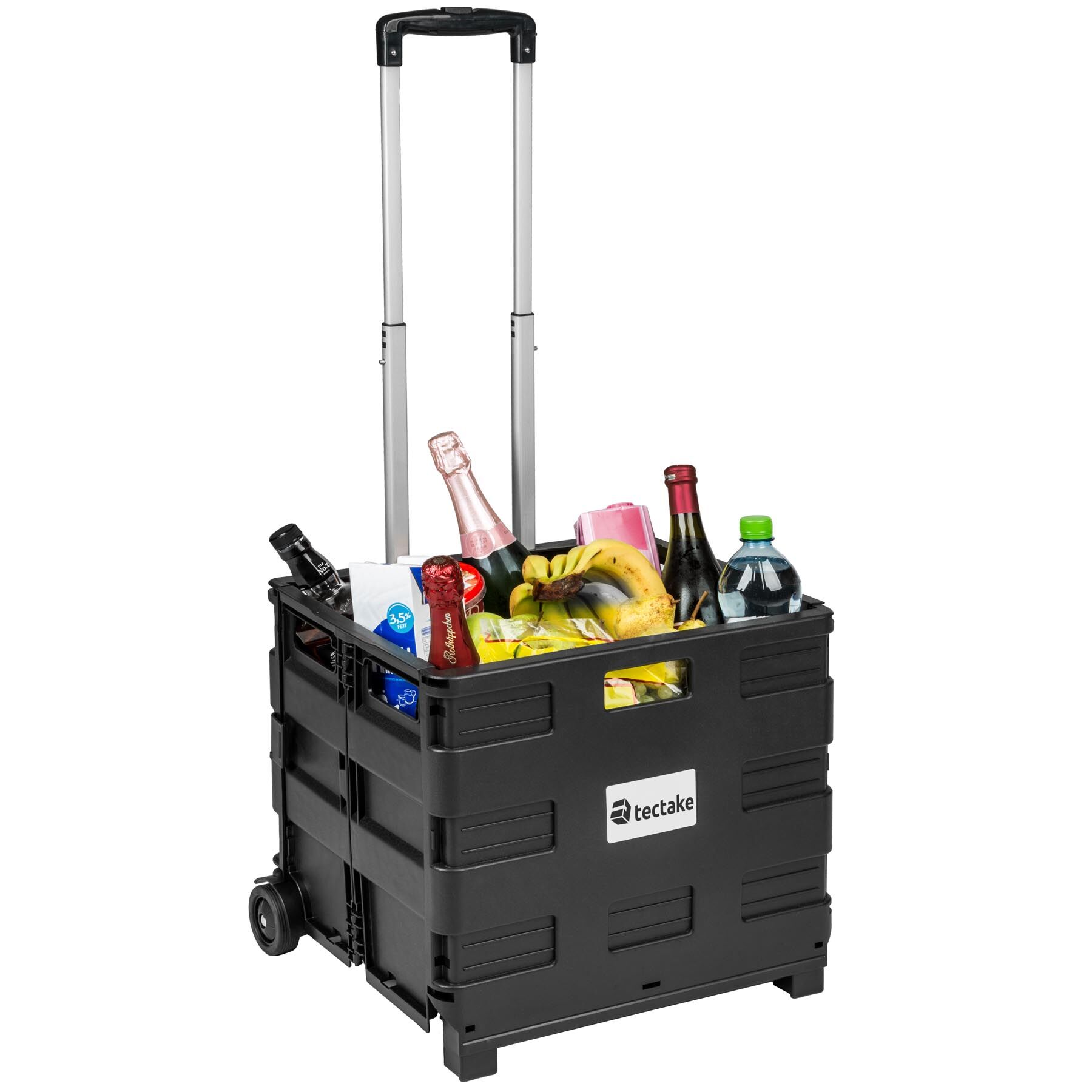 tectake Inkooptrolley, boodschappen trolley opvouwbaar - zwart