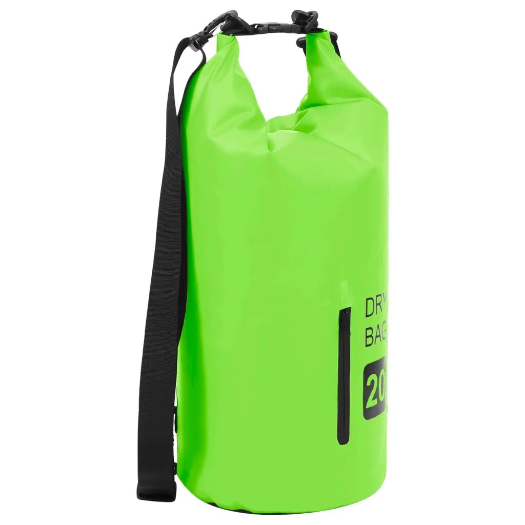 vidaXL Tørrsekk med glidelås grønn 20 L PVC