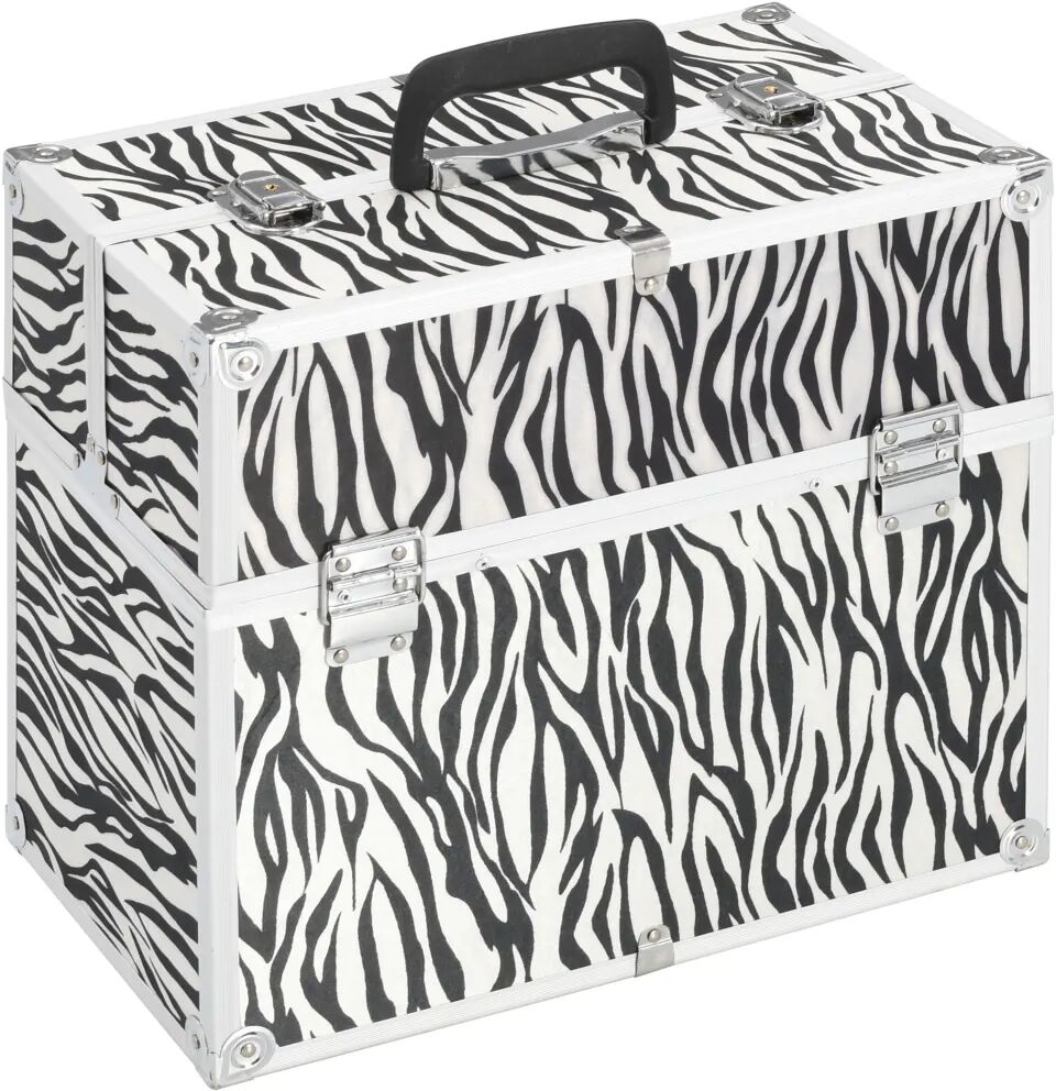 vidaXL Caixa de maquilhagem 37x24x35 cm alumínio cor listras de zebra