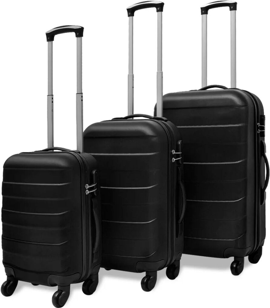 vidaXL Conjunto de três trolleys rígidos, preto