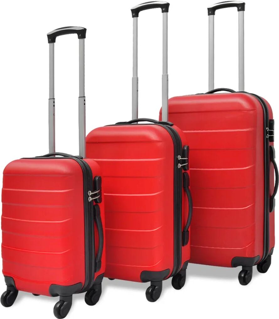 vidaXL Conjunto de três trolleys rígidos, vermelho