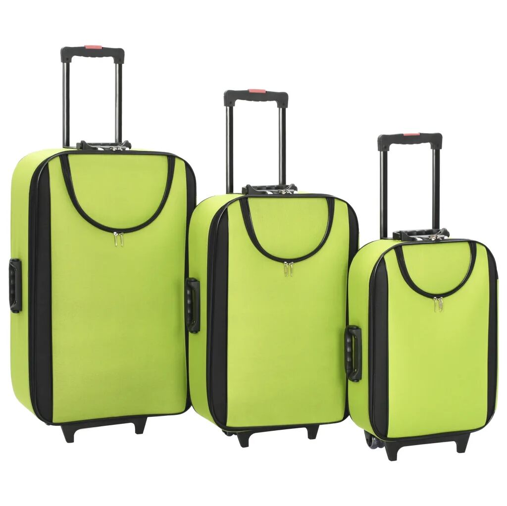 vidaXL Malas de viagem com rodas 3 pcs tecido oxford verde