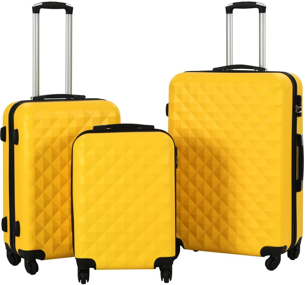 vidaXL Conjunto de tróleis estojo rígido 3 pcs ABS amarelo