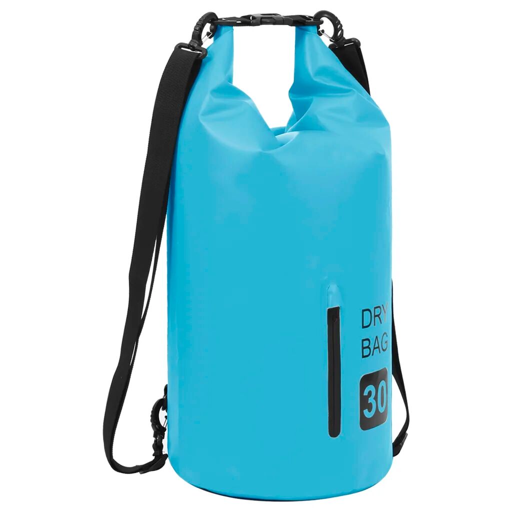 vidaXL Bolsa impermeável com fecho 30 L PVC azul