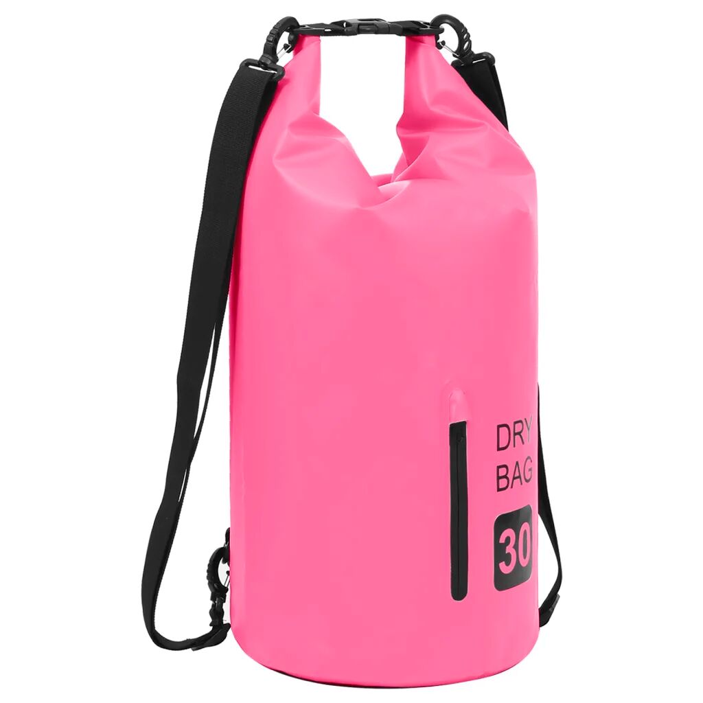 vidaXL Bolsa impermeável com fecho 30 L PVC rosa