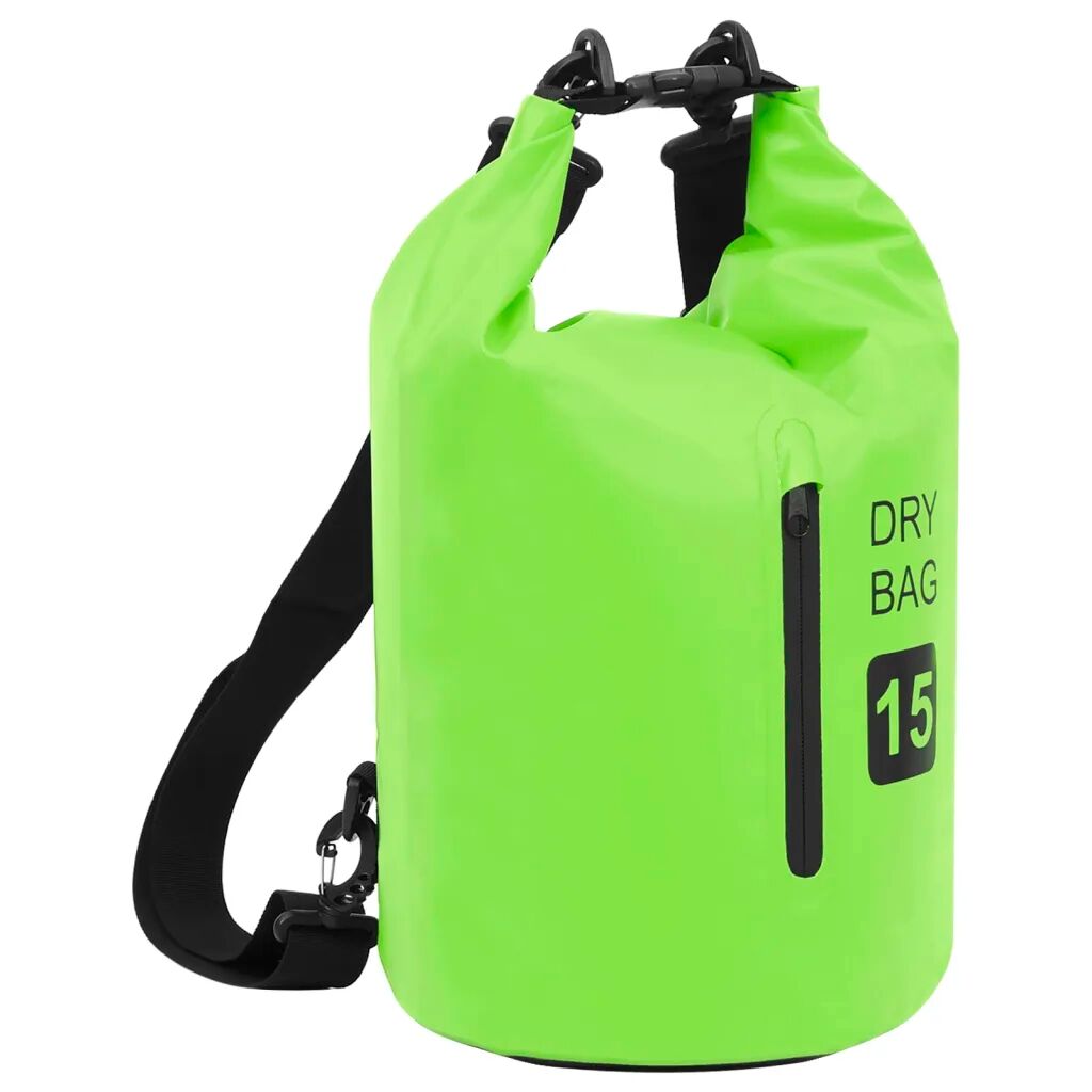 vidaXL Bolsa impermeável com fecho 15 L PVC verde