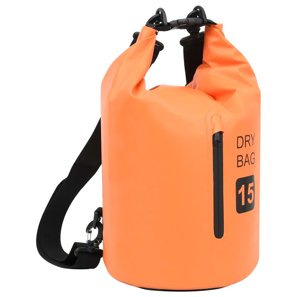 vidaXL Bolsa impermeável com fecho 15 L PVC laranja