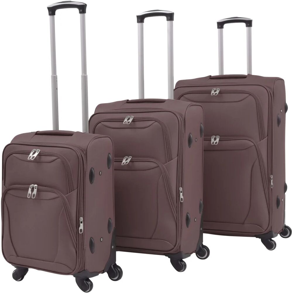 vidaXL Set trolere din material textil, 3 piese, cafeniu