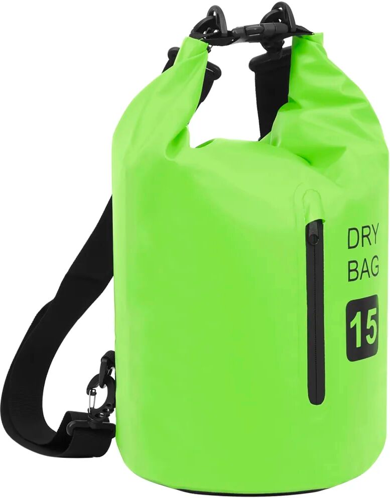 vidaXL Rucsac impermeabil cu fermoar, verde, 15 L, PVC